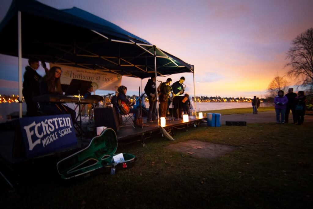 School Band Performance at Sunset