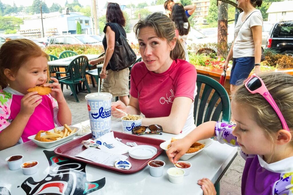 Family Lunch at Outdoor Restaurant