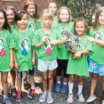 Eclipse Camping Children wearing green t-shirts with logo