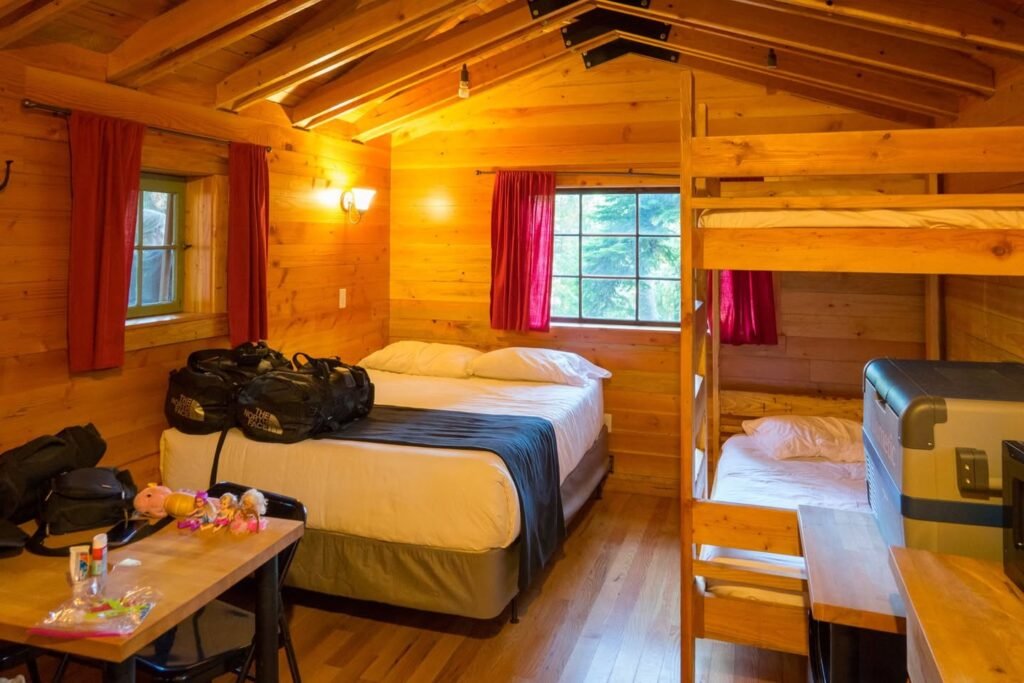 Cozy Wood Cabin Bedroom Interior