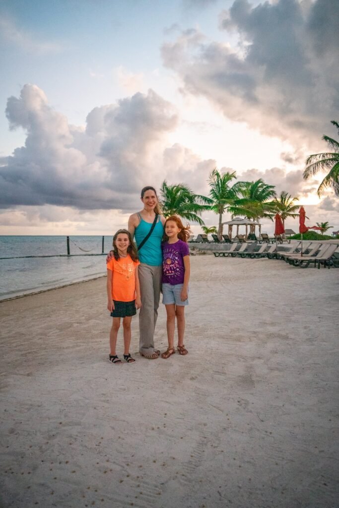 Family Beach Walk at Dusk