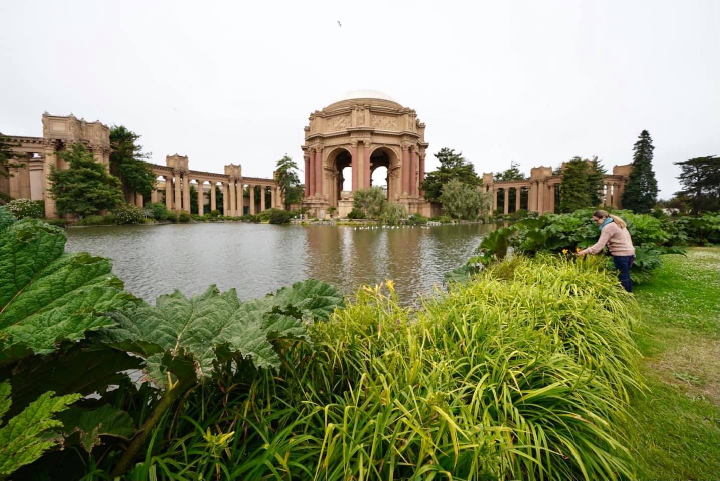 A series of photos from the Palace of Fine Arts in San Francisco, showing the lagoon and the rotunda from different angles.