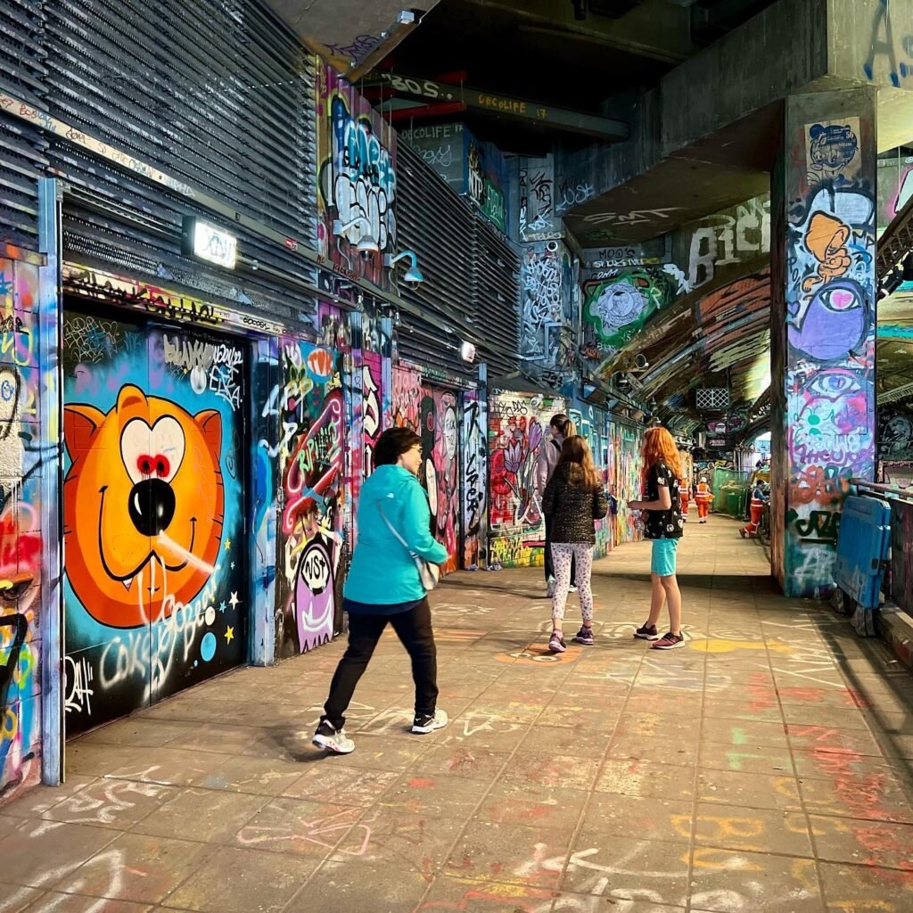 Exploring Vibrant Street Art on a Walkway
