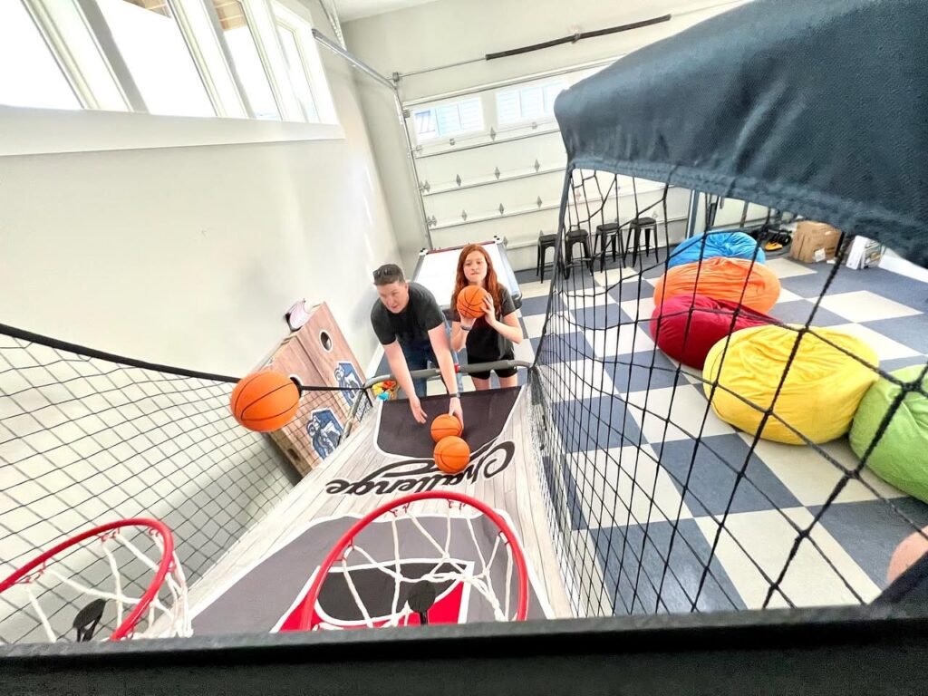 Enjoying fun indoor basketball games and activities in a vibrant community space.