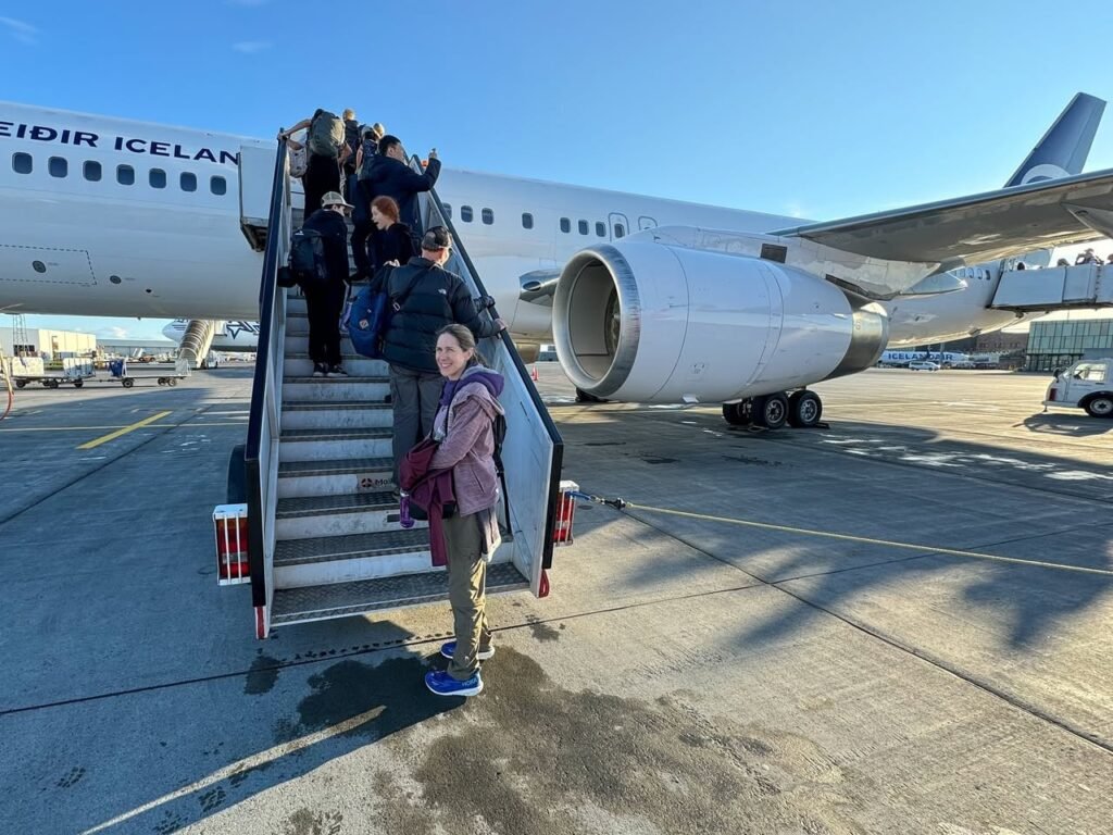 Deplaning from Icelandair Plane