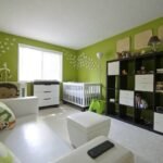 The Bump Bright children's room featuring lime green walls and a white crib.
