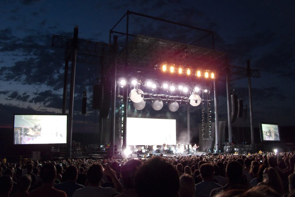 Concert at Night with Crowd and Stage Lights