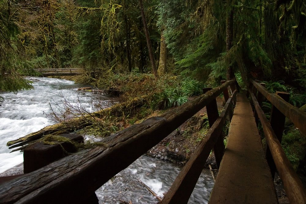 Wooden Bridge Over River