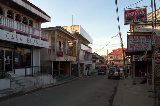 A street view of the Casa Blanca hotel with vintage Coca-Cola signage.