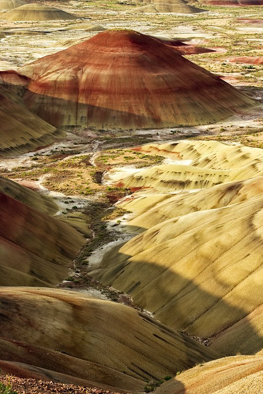 Vibrant, multicolored hills of a badlands landscape