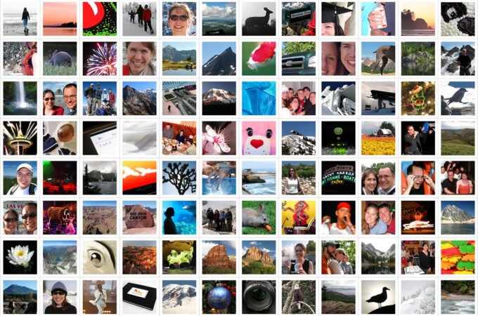 A dynamic grid of vibrant photos capturing John and Kristie's adventures and memories.
