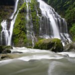 Chicago A breathtaking Pacific Northwest waterfall cascading over moss-covered rocks into a tranquil river.