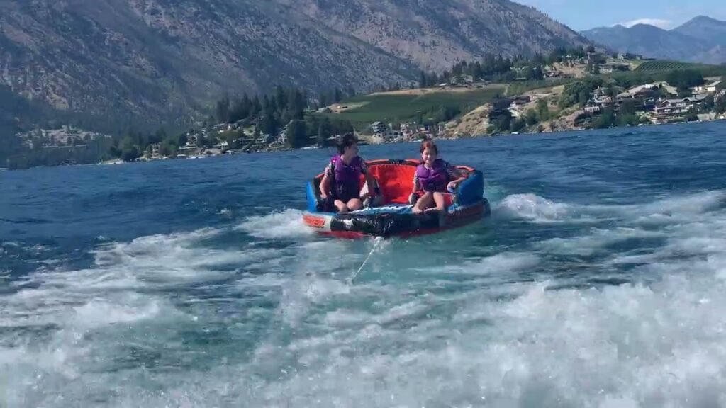 A tube ride on a mountain lake in the Pacific Northwest.